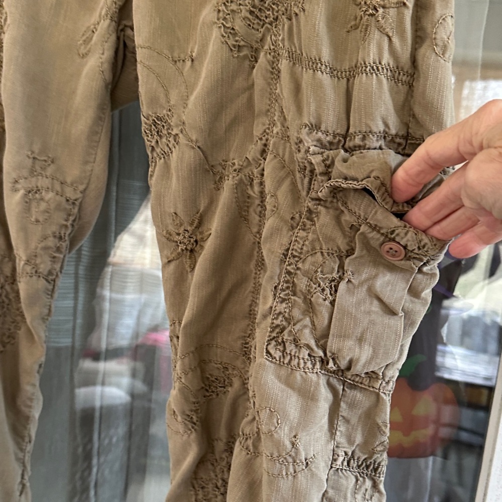 Soft surroundings Green-Taupe Embroidered Cargo Pants - Picture 5 of 12